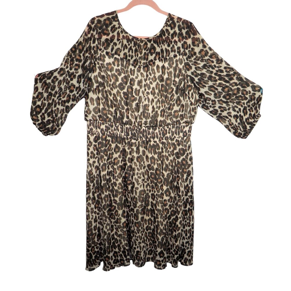 Lane Bryant Leopard Print Smocked Waist Midi Dress Plus Size 18